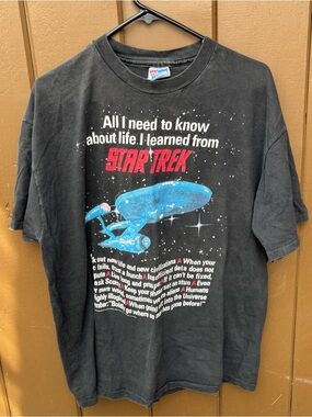 Vintage 1990s Star Trek Short Sleeve Shirt Hanes Beefy 1994  XL Adults Black